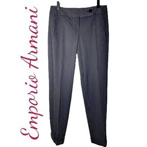 EMPORIO ARMANI Wool Blend Vertical Stripe Cuffed Tapered Slacks, Size 36 (US 2)